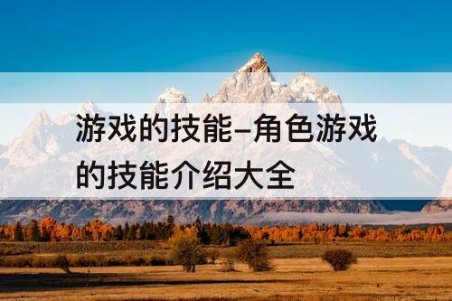 游戏的技能-角色游戏的技能介绍大全