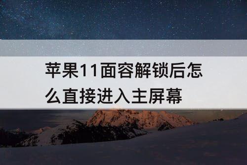 苹果11面容解锁后怎么直接进入主屏幕