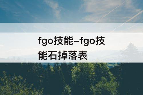 fgo技能-fgo技能石掉落表