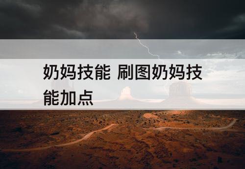 奶妈技能 刷图奶妈技能加点
