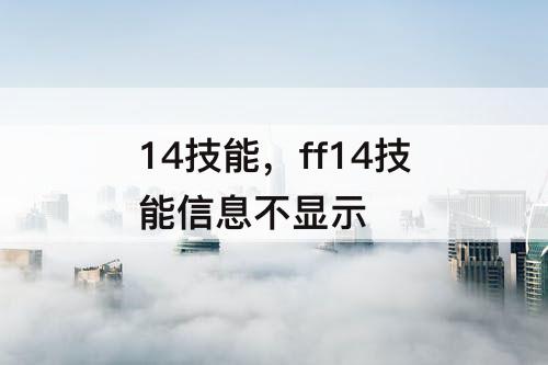 14技能，ff14技能信息不显示