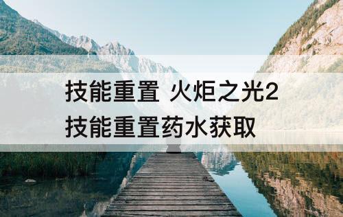 技能重置 火炬之光2技能重置药水获取