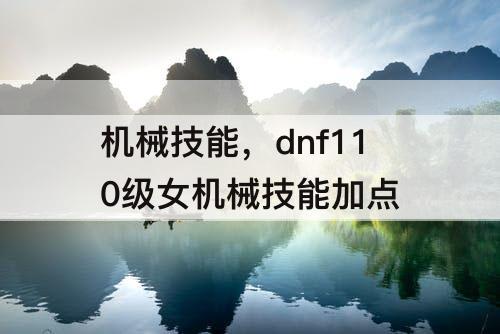 机械技能，dnf110级女机械技能加点