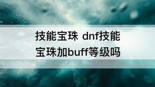 技能宝珠 dnf技能宝珠加buff等级吗