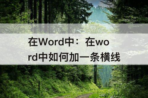 在Word中：在word中如何加一条横线