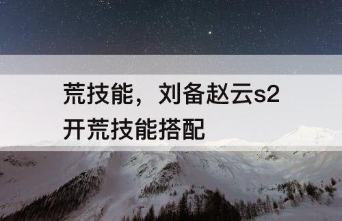 荒技能，刘备赵云s2开荒技能搭配