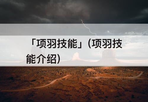 「项羽技能」(项羽技能介绍)