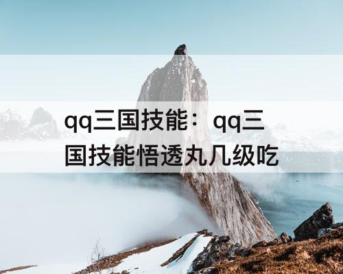 qq三国技能：qq三国技能悟透丸几级吃