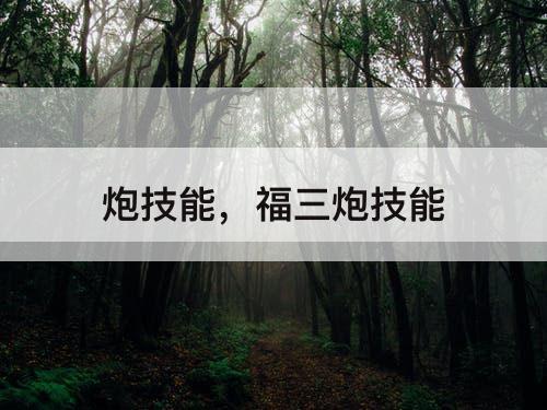 炮技能，福三炮技能