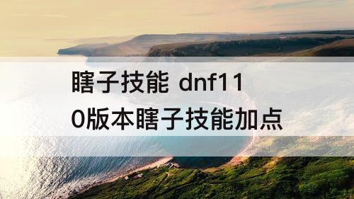 瞎子技能 dnf110版本瞎子技能加点