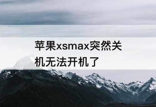 苹果xsmax突然关机无法开机了