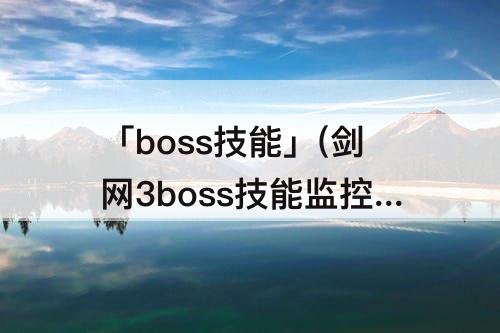 「boss技能」(剑网3boss技能监控提示)