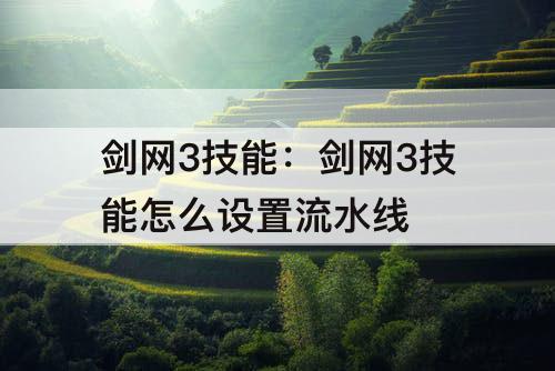 剑网3技能：剑网3技能怎么设置流水线