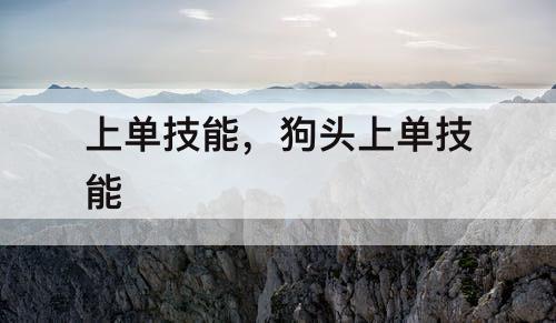 上单技能，狗头上单技能