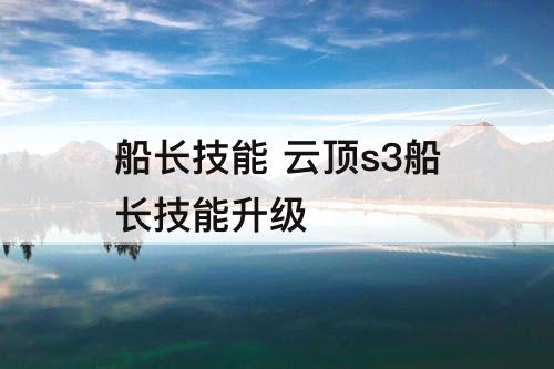 船长技能 云顶s3船长技能升级
