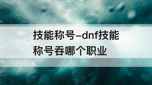 技能称号-dnf技能称号吞哪个职业