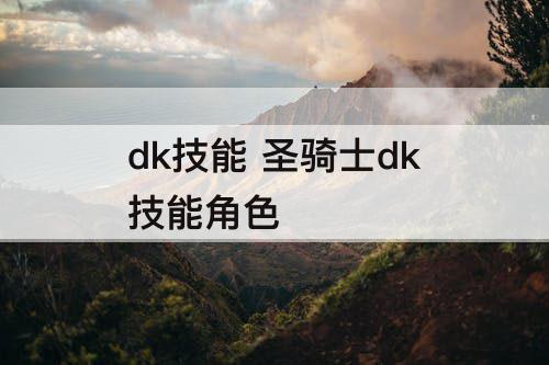 dk技能 圣骑士dk技能角色