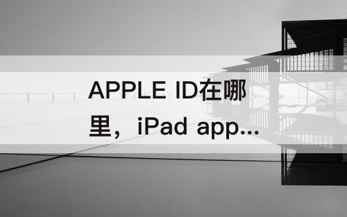APPLE ID在哪里，iPad apple id在哪里查看