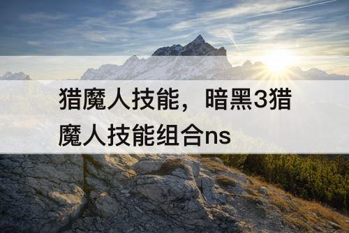 猎魔人技能，暗黑3猎魔人技能组合ns