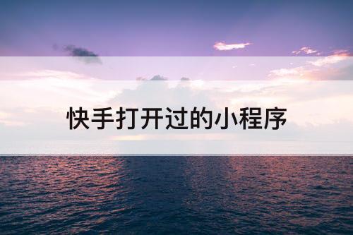 快手打开过的小程序