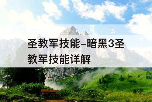 圣教军技能-暗黑3圣教军技能详解
