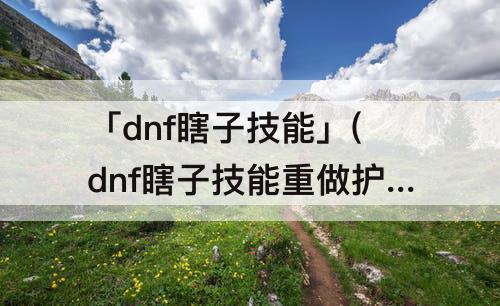 「dnf瞎子技能」(dnf瞎子技能重做护石)