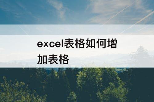 excel表格如何增加表格