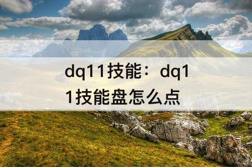 dq11技能：dq11技能盘怎么点