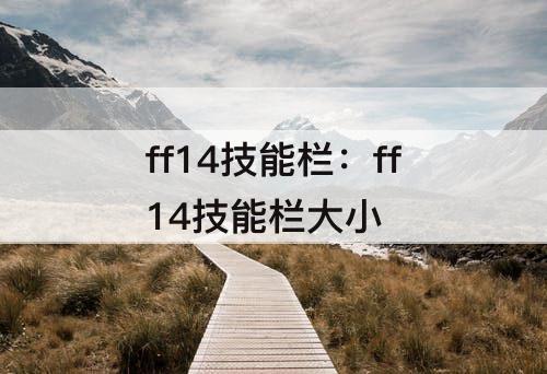 ff14技能栏：ff14技能栏大小