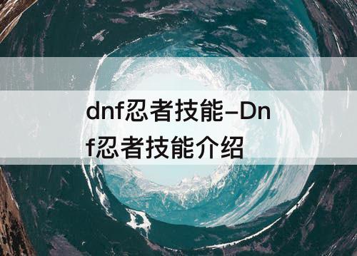 dnf忍者技能-Dnf忍者技能介绍