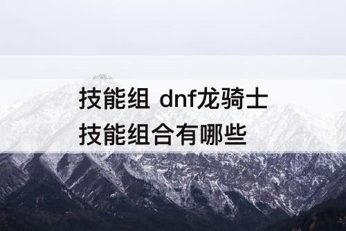 技能组 dnf龙骑士技能组合有哪些