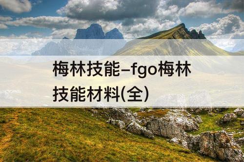 梅林技能-fgo梅林技能材料(全)