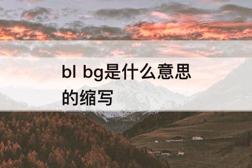 bl bg是什么意思的缩写