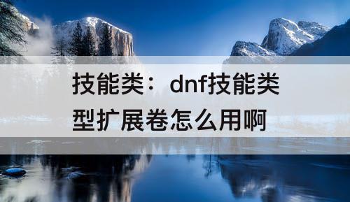 技能类：dnf技能类型扩展卷怎么用啊