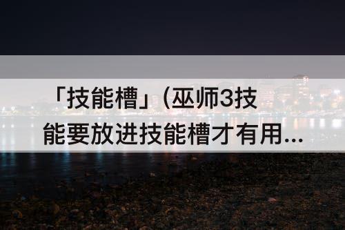 「技能槽」(巫师3技能要放进技能槽才有用?)