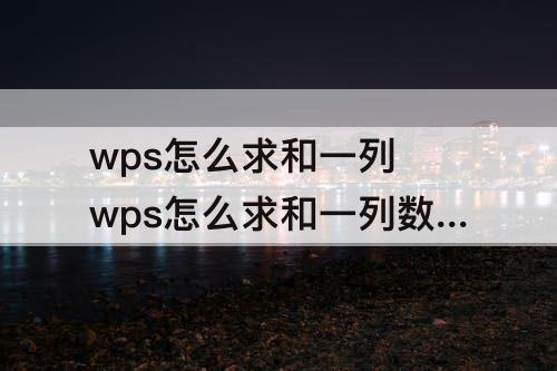 wps怎么求和一列 wps怎么求和一列数据