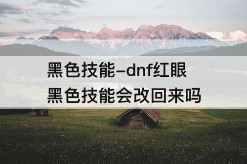 黑色技能-dnf红眼黑色技能会改回来吗