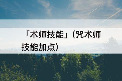 「术师技能」(咒术师技能加点)