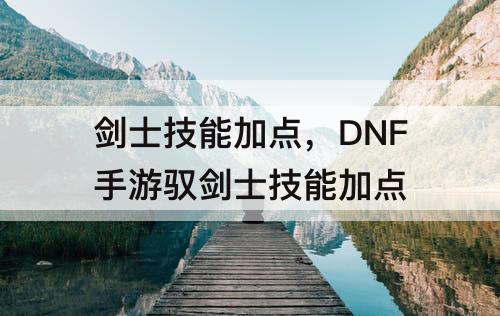 剑士技能加点，DNF手游驭剑士技能加点