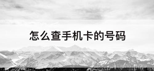 怎么查手机卡的号码
