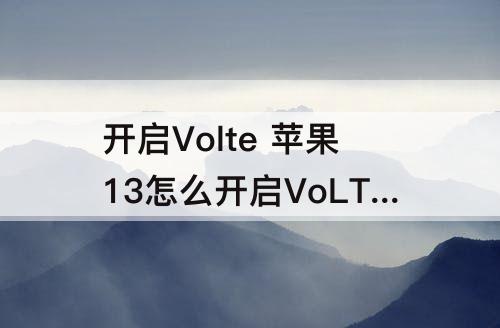 开启Volte 苹果13怎么开启VoLTE