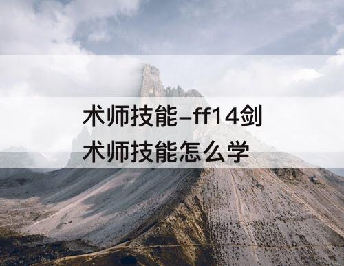 术师技能-ff14剑术师技能怎么学