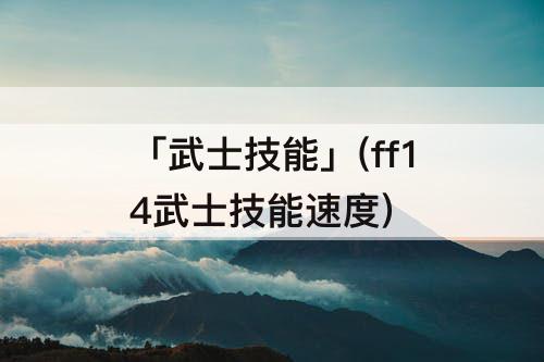 「武士技能」(ff14武士技能速度)