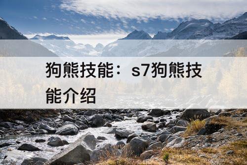 狗熊技能：s7狗熊技能介绍