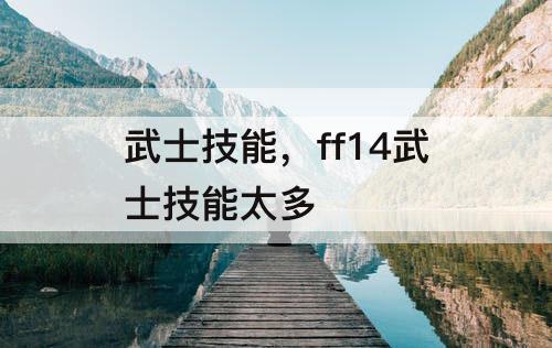 武士技能，ff14武士技能太多