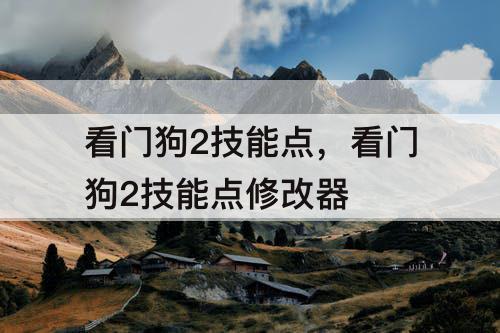 看门狗2技能点，看门狗2技能点修改器