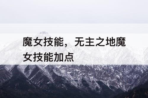 魔女技能，无主之地魔女技能加点