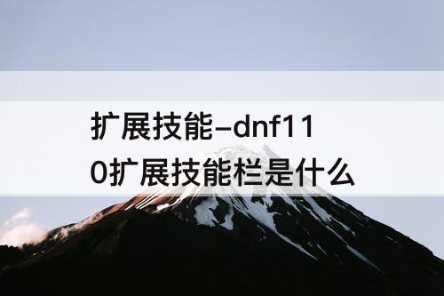 扩展技能-dnf110扩展技能栏是什么