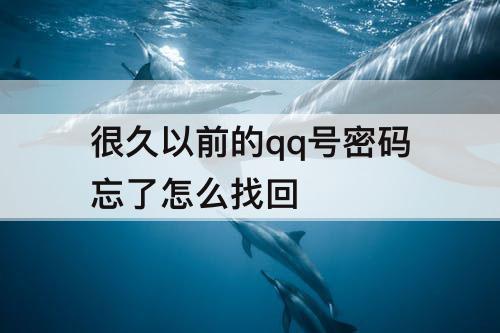 很久以前的qq号密码忘了怎么找回