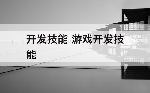 开发技能 游戏开发技能